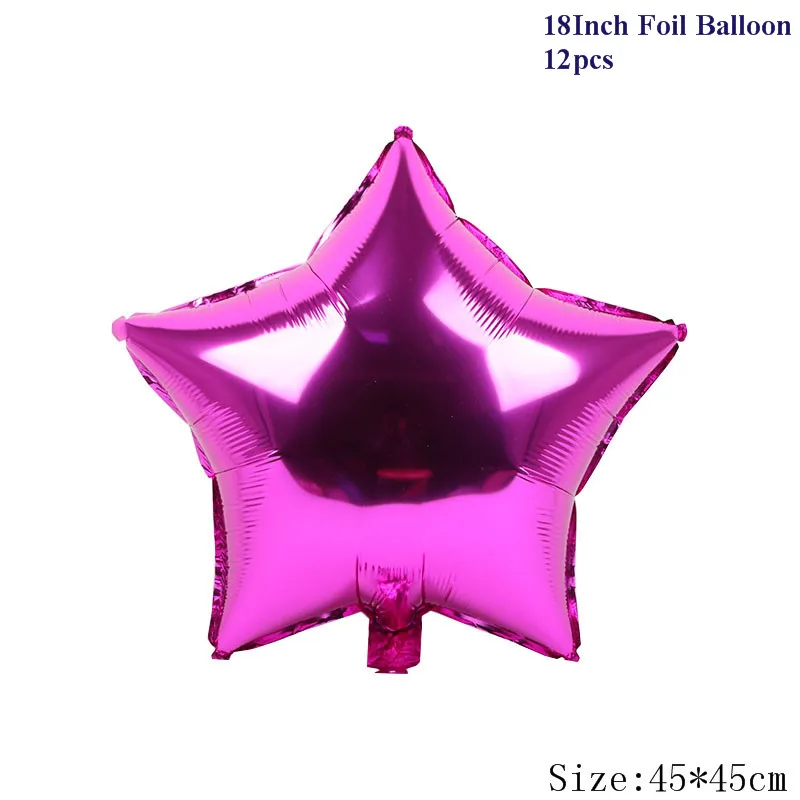 Rose Red 12 шт., воздушные шары из фольги с гелием и розовыми и белыми звездами для вечеринки в честь Дня Рождения, 18 дюймов - Цвет: Rose Red