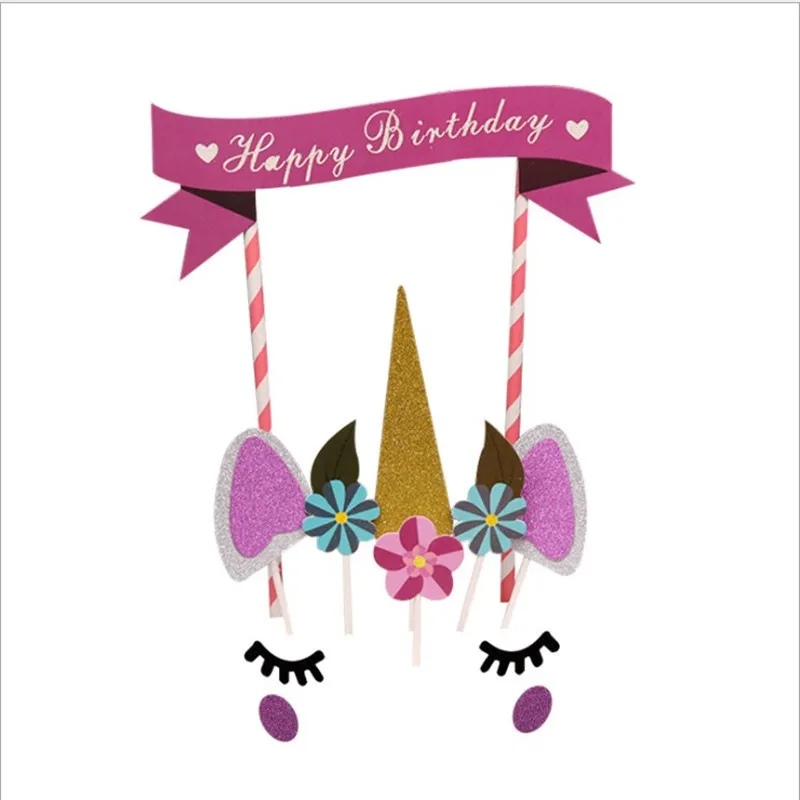 1 Набор розовый Топпер для торта ручной работы в вечерние единорога украшение
