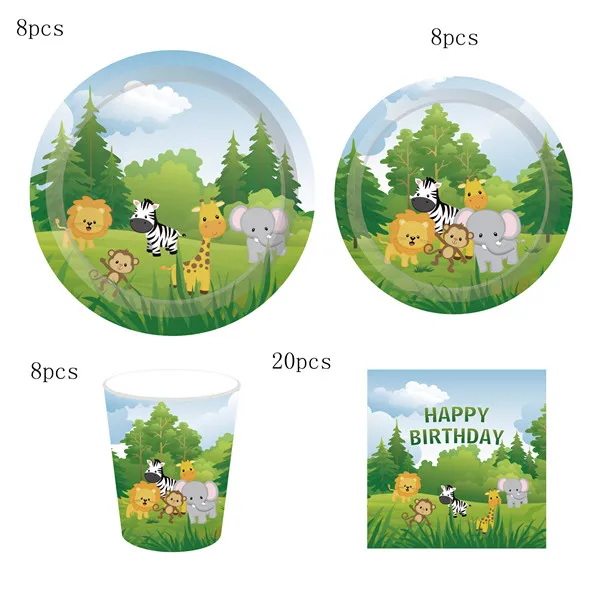 MM009Jungle Baby Shower сафари джунгли украшения для тематических вечеринок комплекты тарелки салфетки одноразовые стаканчики посуда для детского дня рождения вечерние свадебные сувениры - Цвет: MM009Jungle