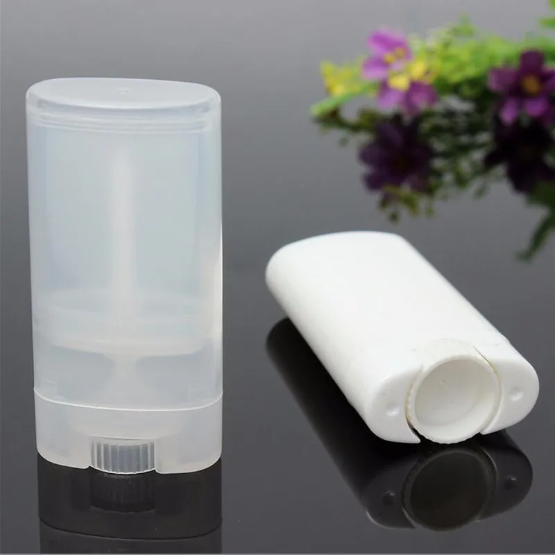 

10Pcs/lot NEW 20ml Plastic Empty DIY Oval Lip Balm Tubes Portable Deodorant Containers Clear White Lipstick Fashion Lip Tube