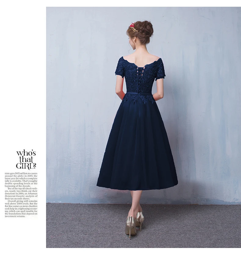 Robe de soiree Новое поступление темно-синее вечернее платье на шнуровке с вечерние платья C аппликацией платья для выпускного вечера на заказ