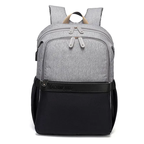 Gray Black Модная сумка для подгузников, рюкзаки для молодой мамы, папы, USB, уход за ребенком, сумки для кормления, дорожные рюкзаки для коляски, комплект - Цвет: Gray Black