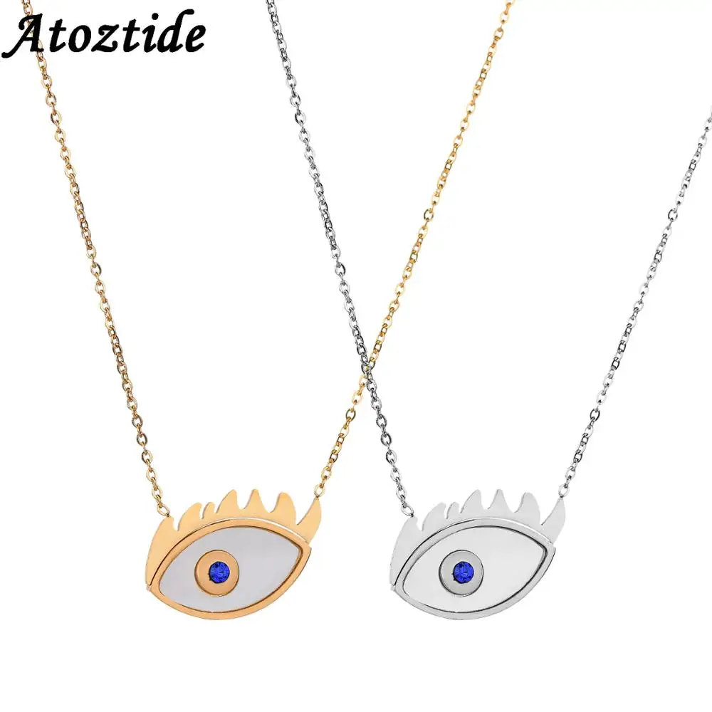 Подвеска ожерелье Atoztide в стиле панк с подвеской Evil Eye стальные золотые подвески