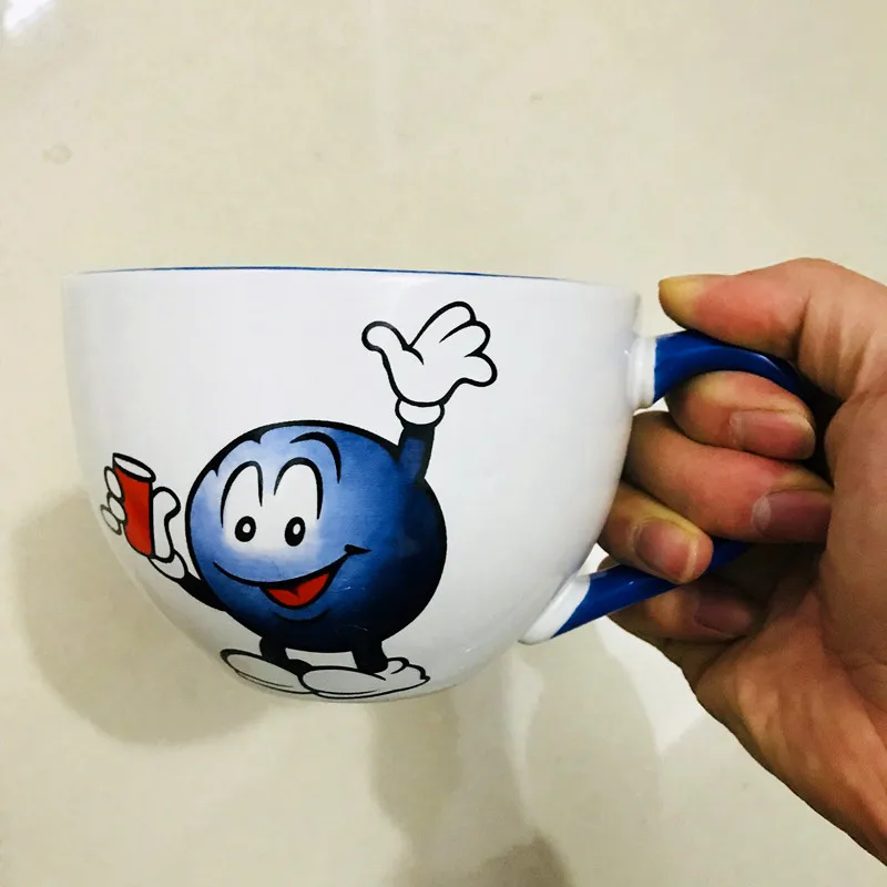 M& M Милая кофейная кружка для завтрака, чайные чашки и кружки с ложкой, керамическая большая емкость, мультяшная марка, креативная посуда для напитков - Цвет: 2