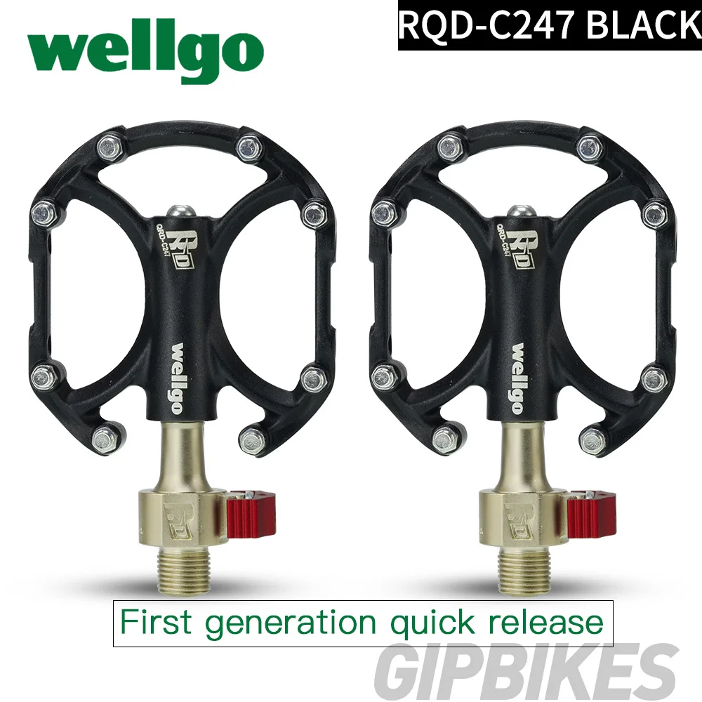 1nd generation black Wellgo C247 Сверхлегкий Алюминиевый сплав quick release ультралегкий, дорожный велосипед складные велосипеды для езды на велосипеде CroMo шпинделя - Цвет: 1nd generation black