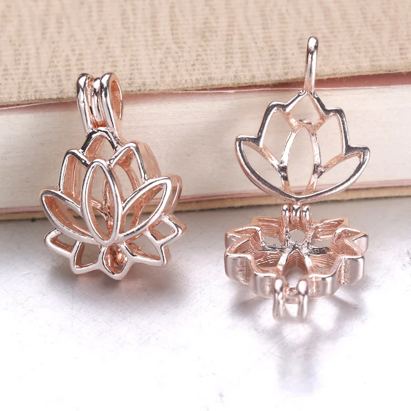 Rose gold 6 шт. яркое серебро красивая жизнь Лотос жемчуг клетка ювелирные изделия клетка из бисера кулон эфирное масло диффузор медальон для устриц жемчуг - Окраска металла: Rose gold