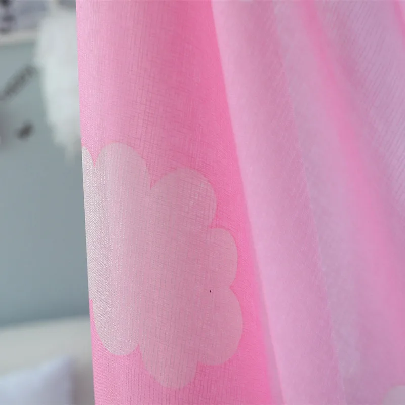 XYZLS милые розовые тюлевые занавески с облаками светонепроницаемые для гостиной
