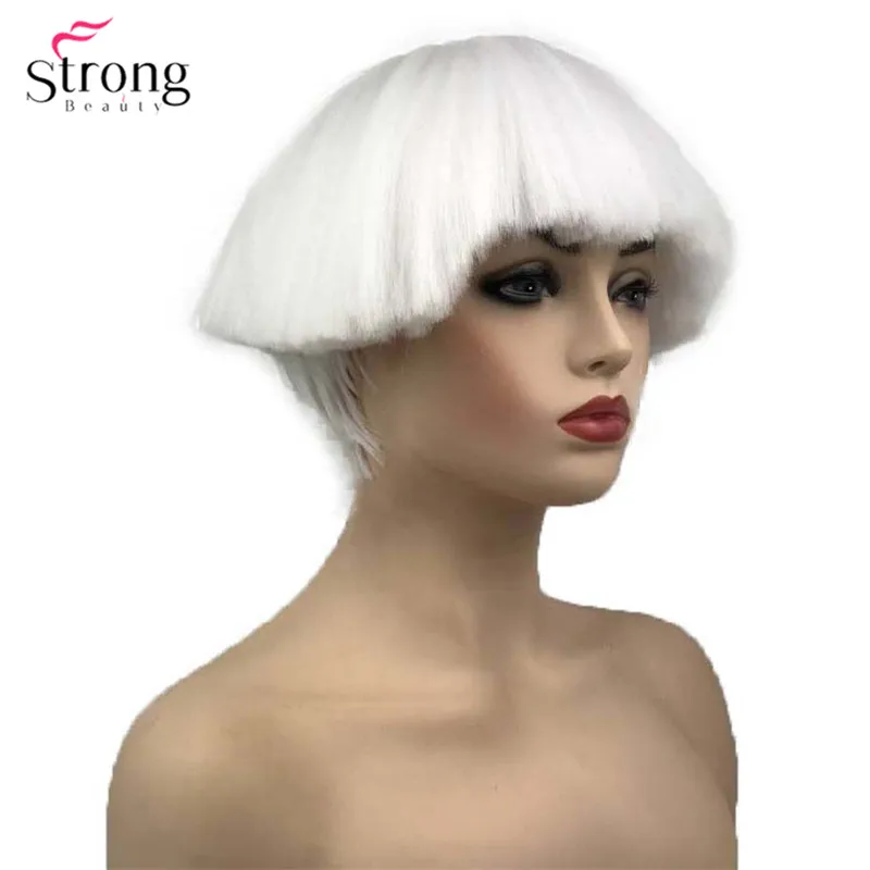 StrongBeauty короткий боб синтетический парик Shroom прическа красная чаша стрижка красные черные светлые белые парики