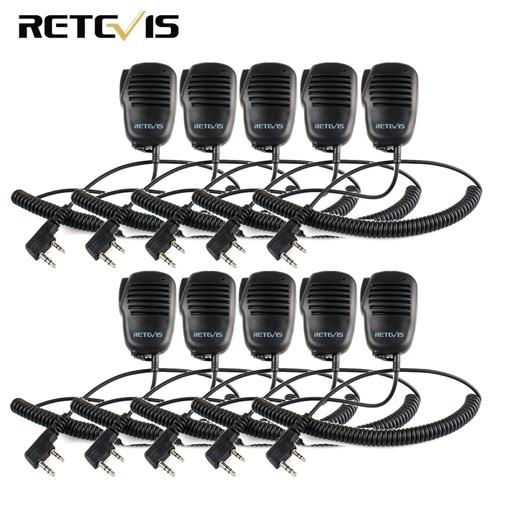 10 шт. 2 контактный PTT Динамик Микрофон для KENWOOD BAOFENG UV 5R BF 888S RETEVIS H777 RT5R RT3 RT5 RT22 RT24