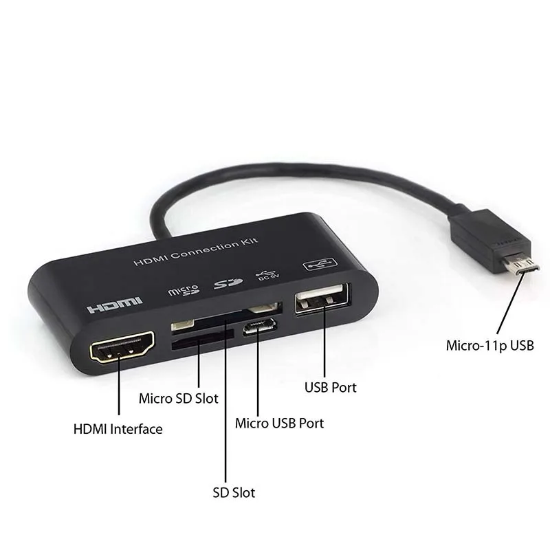 Чиелекна 11Pin микро USB телефон поделиться к ТВ HDMI HDTV кард ридер кабель адаптер для