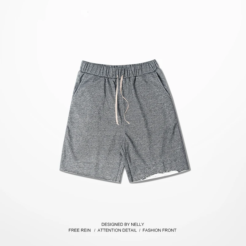 Мужские шорты в стиле Канье серые повседневные хип хоп с завязками|shorts homme|casual