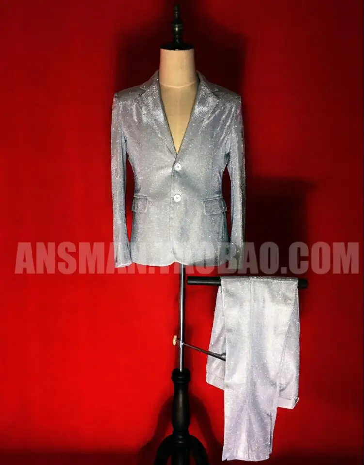 H jacket andpants Мужской костюм DJ певица блейзеры симфония черный электро-оптический пиджак сине-фиолетовый градиент блеск розовый блестящий костюм мужские s костюмы - Цвет: H jacket andpants