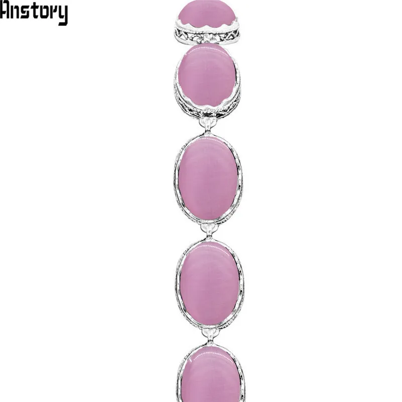 Овальный розовый голубой опал Плетёные браслеты для Для женщин цветок из бисера