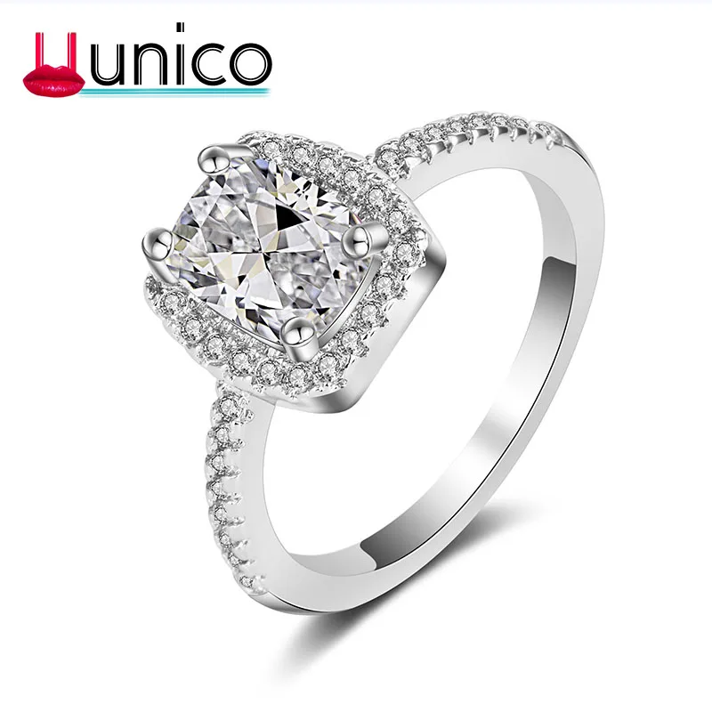 

Trendy 6*8mm White Gold Rings Plus Big Cubic Zirconia For Women Simple Desigen Women Wedding Ring Engagement Jewelry Never Fade