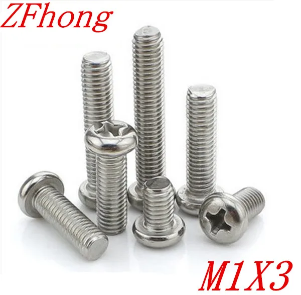 

1000pcs/lot DIN7985 M1*3 Stainless Steel 304 Phillips Pan Round Head Machine Screw