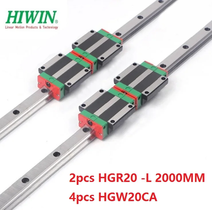 Линейная направляющая HGR20 L 2000 мм + 4 шт. HGW20CA/HGW20CC линейные фланцевые блоки для ЧПУ 2