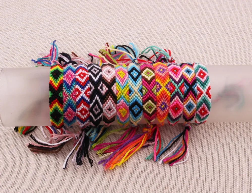 Многострунный красочный тканый браслет дружбы boho шикарный короткий X призматическая вышивка нить Плетеный моющийся wayuu браслет ее