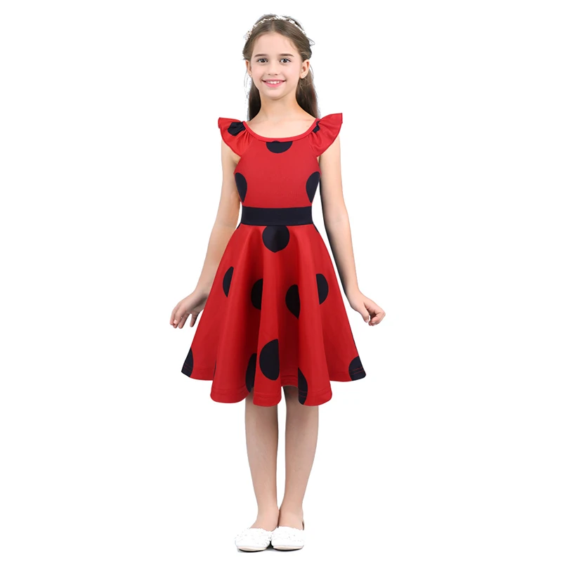 Children Girls Cosplay Red Dress Kids Polka Dots A-Line Birthday Party Halloween Costume Fancy Dress-Up | Детская одежда и обувь