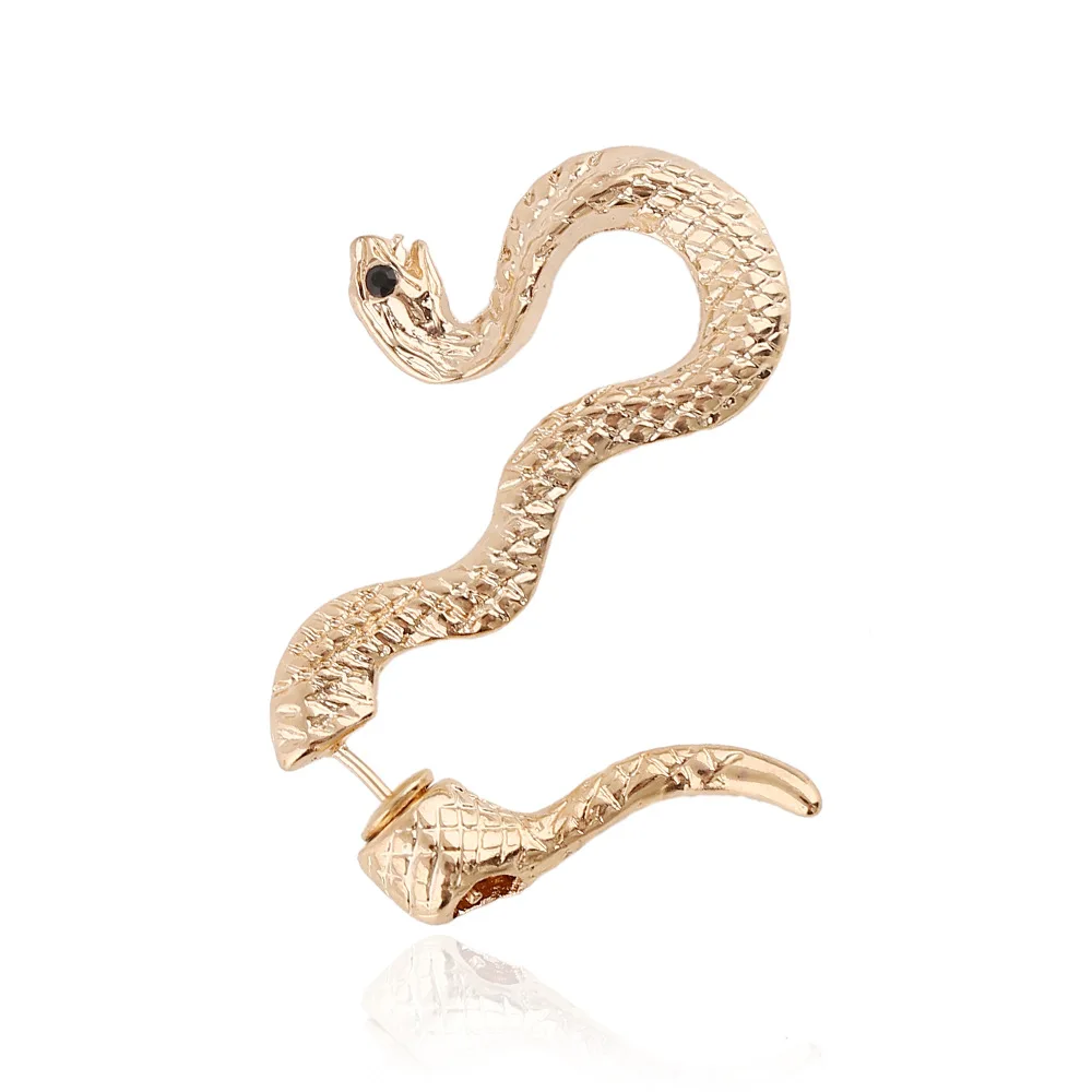 gold color 1 шт., европейский стиль, панк, серьги в виде змеи для женщин, женские ювелирные изделия, винтажные серьги-гвоздики в виде животных для ночного клуба, вечерние серьги для девушек, подарок E221 - Окраска металла: gold color