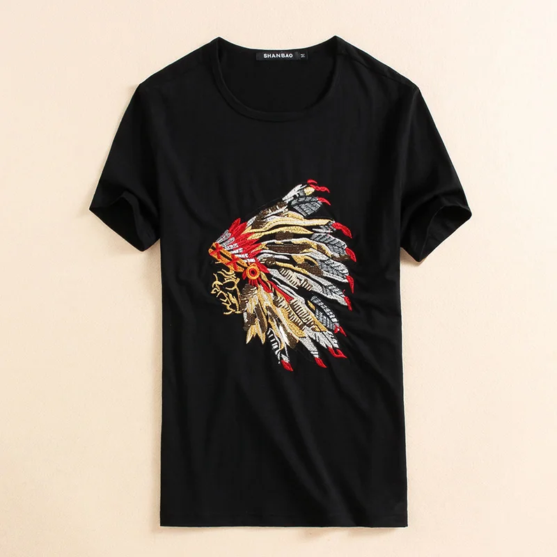 Американский стиль индийский узор с вышивкой роскошная футболка короткими