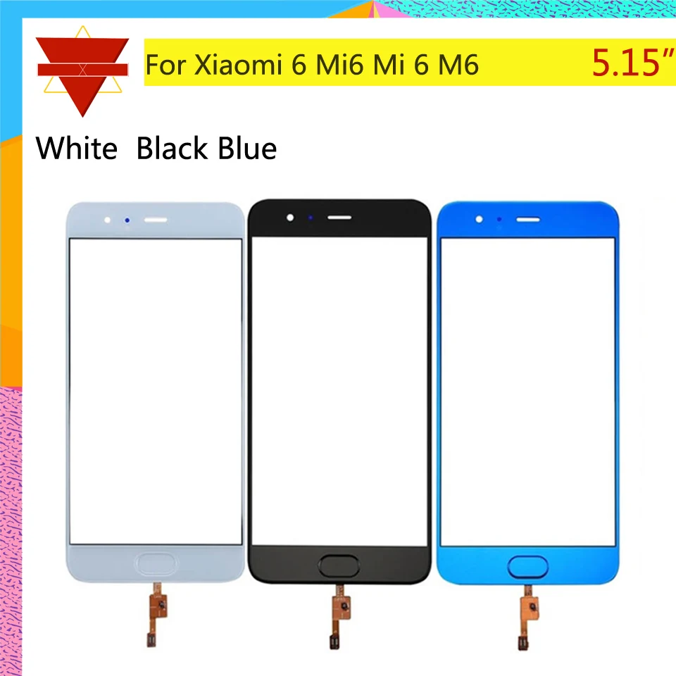 

10Pcs/lot Original TouchScreen For Xiaomi 6 Mi6 Mi 6 M6 Touch Screen Digitizer Panel Sensor Front Glass with Fingerprint button