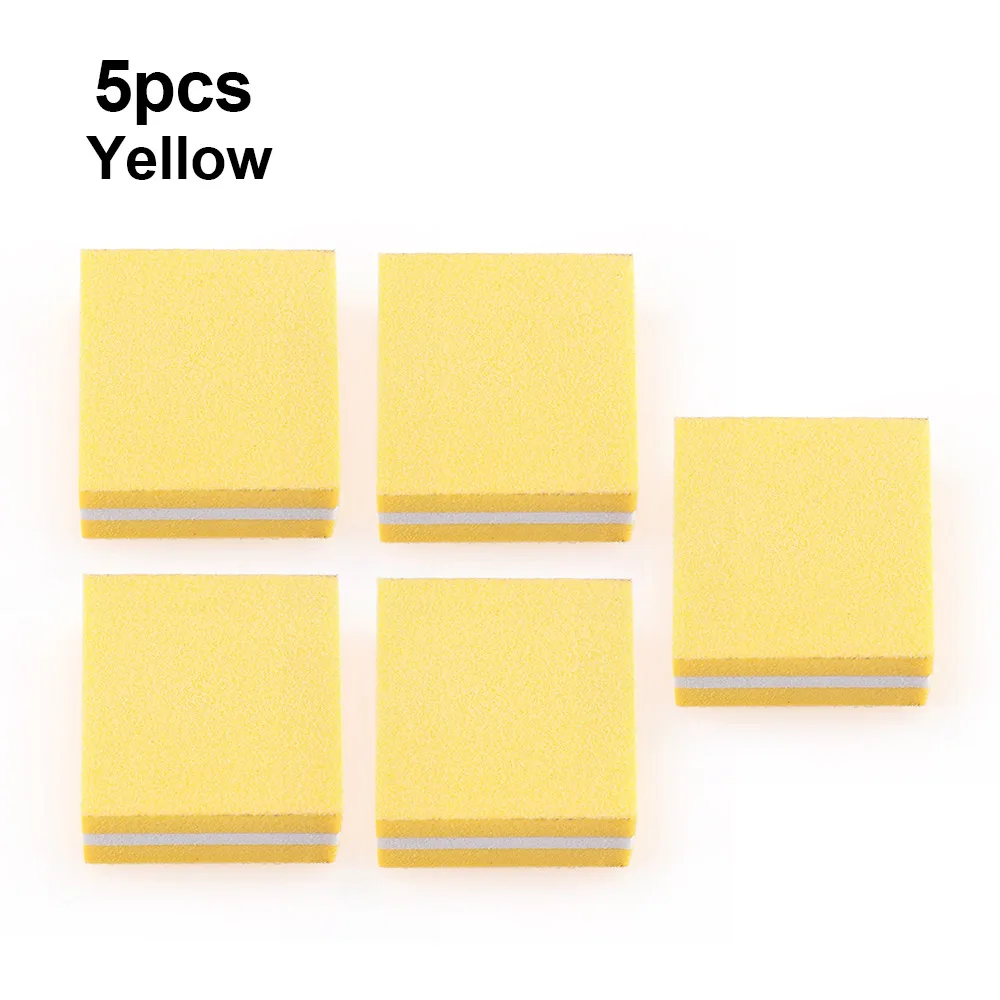 5pcs yellow 5/10 шт./лот двухсторонний Мини пилочка для ногтей Блоки Красочные шлифовальная пилка для ногтей лак шлифовальный буфер полоски для ногтей маникюр с полировкой инструменты - Цвет: 5pcs yellow