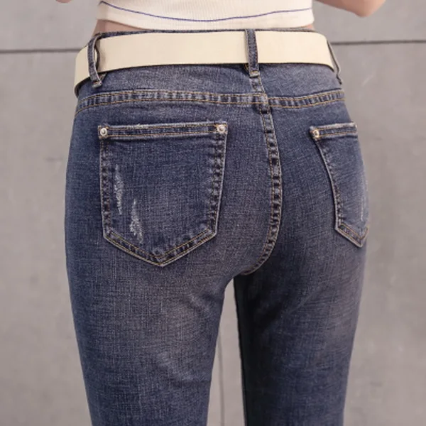 Женские джинсы-бойфренды рваные зауженные джинсы с бахромой и разрезом новинка