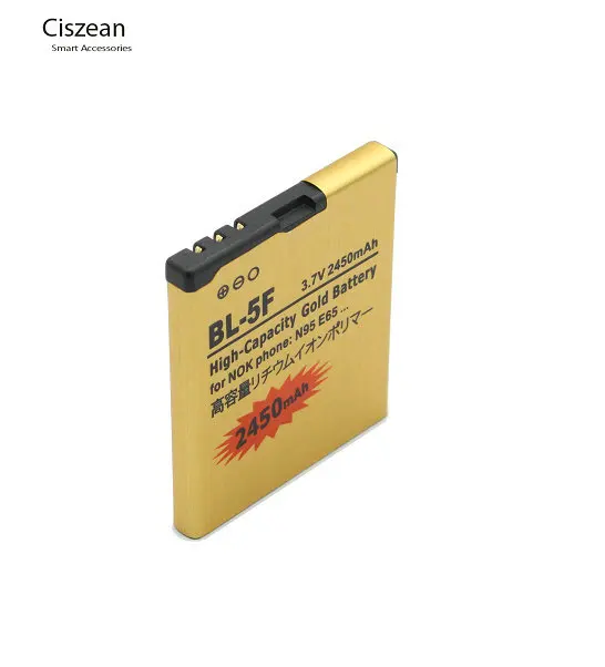Ciszean 1x BL 5F / BL5F 2450 мач умная зеркальная золотая сменная батарея для Nokia N95 N93 N93i E65 N96