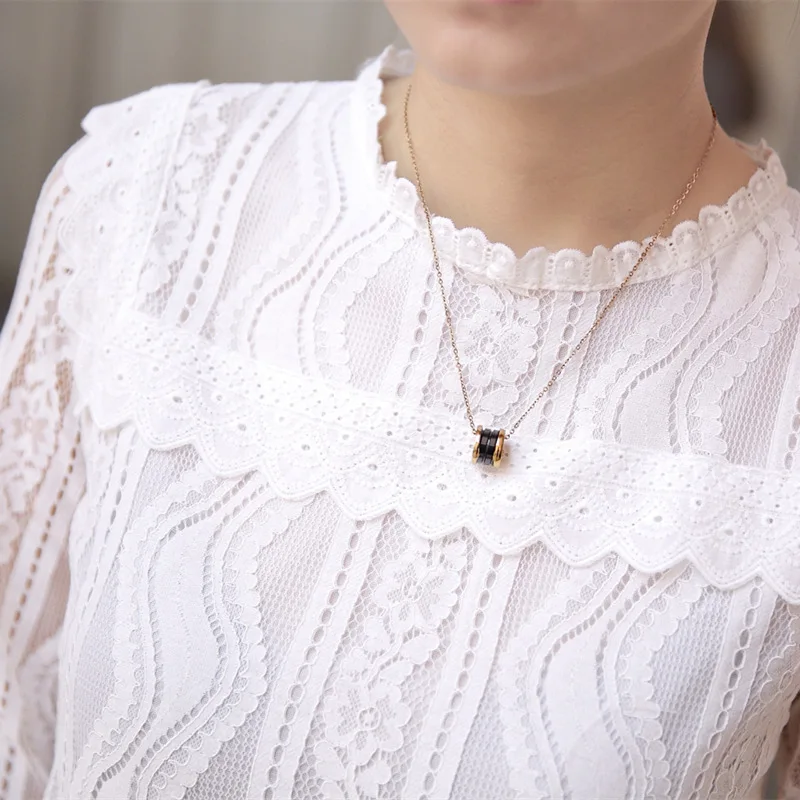 Кружевные топы шифоновая рубашка 2020 женские шифоновые блузки осенние с длинным