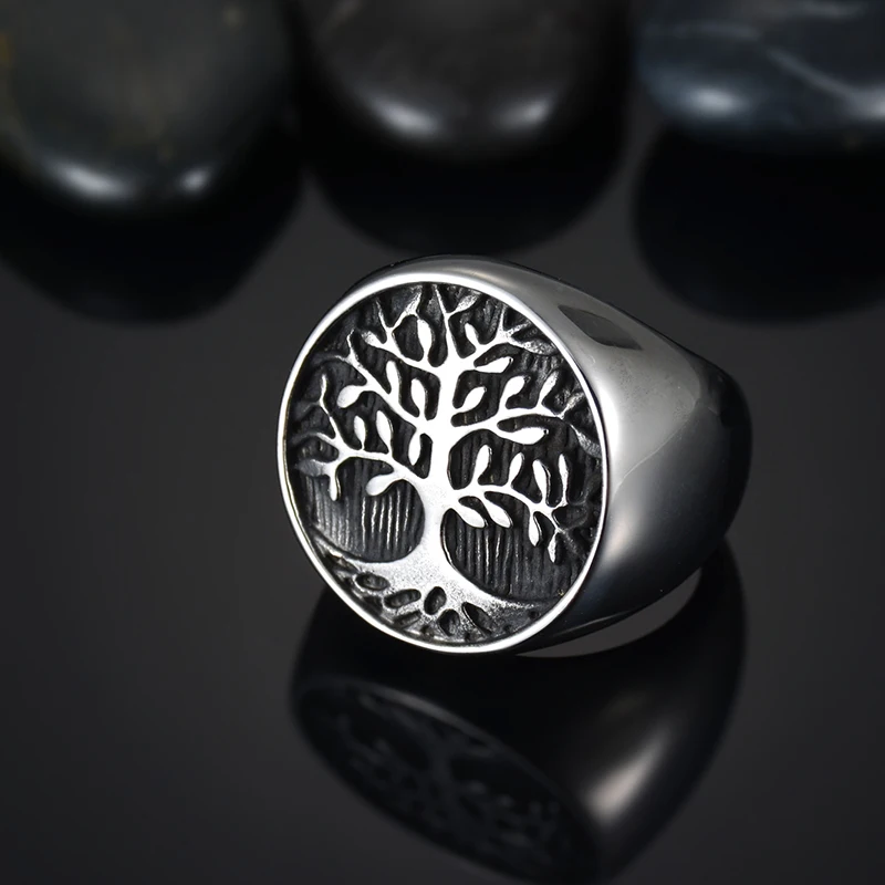 Новинка 2017 года 316L Древо жизни Нержавеющая сталь панк Для мужчин кольца Байкер