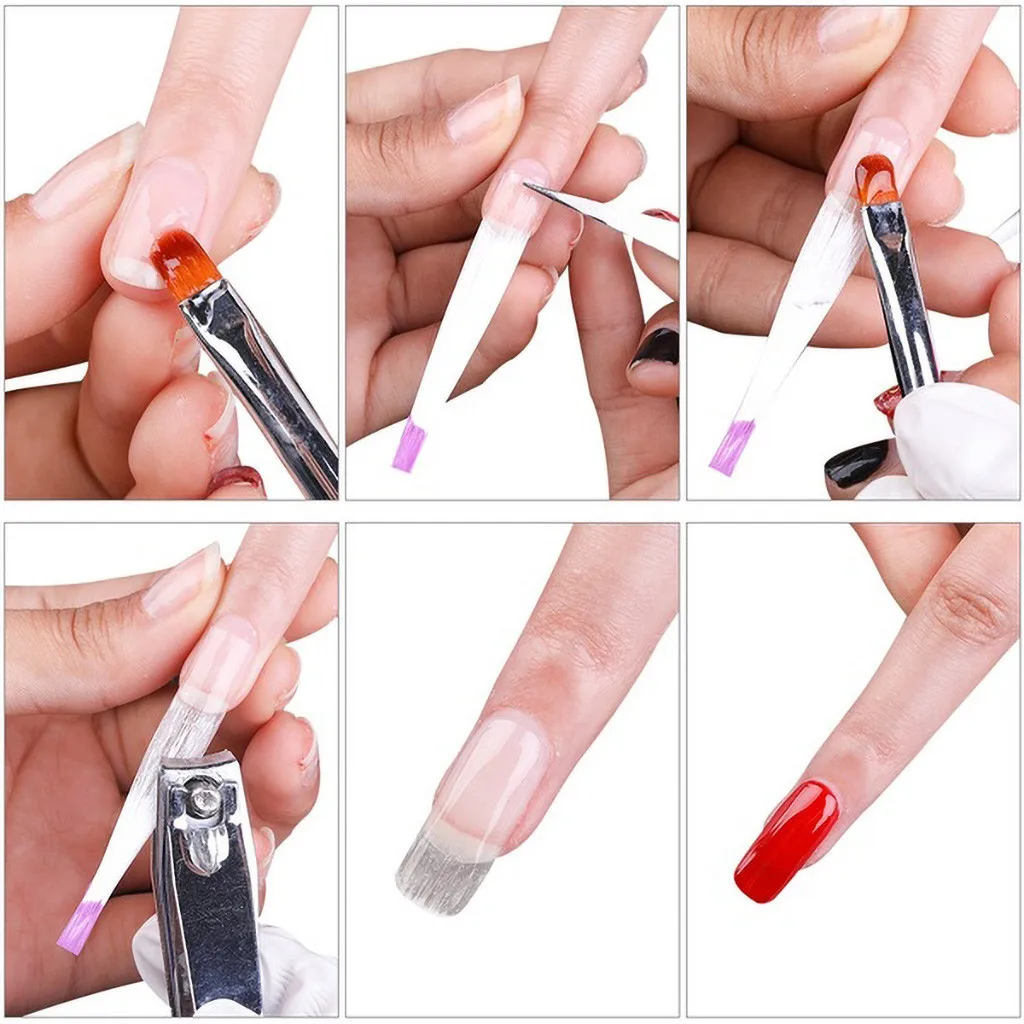 Fibernails волокно стекло для акрилового маникюра салон волокно стекло для наращивания ногтей Акриловые Советы маникюрный салон набор инструментов 20 шт