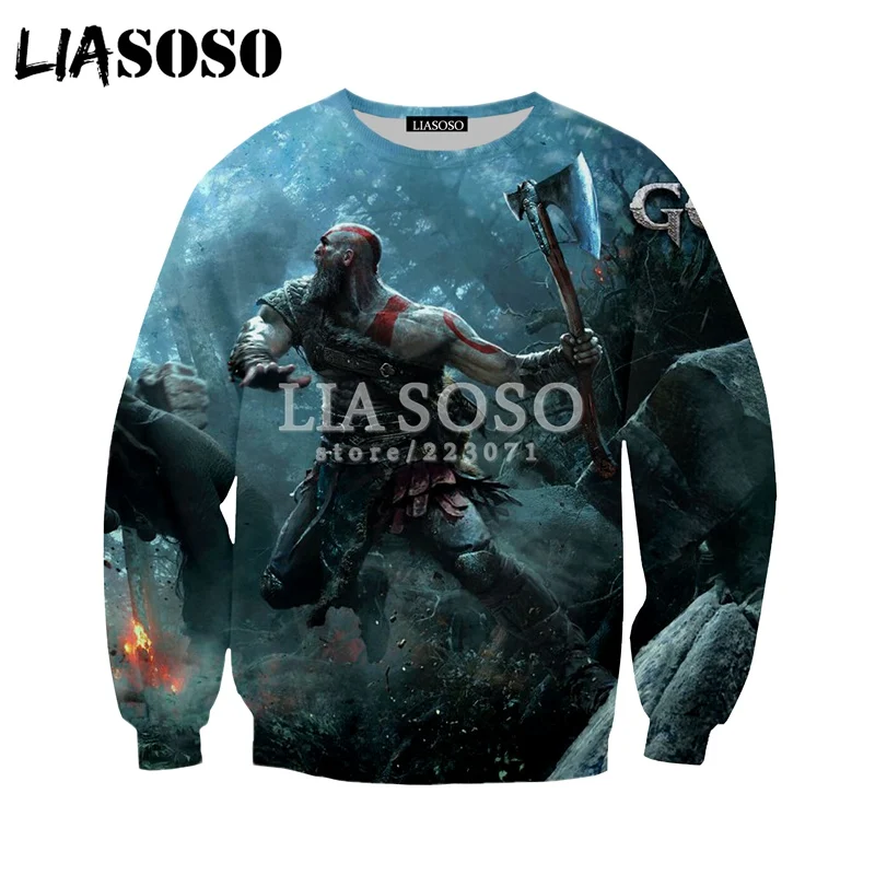 LIASOSO осенняя Новинка модная мужская и женская толстовка 3D принт видеоигра God of War