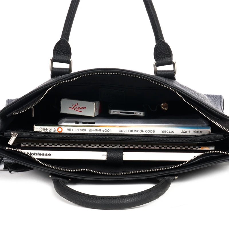 DANJUE Genuine Leather Black Blue Briefcase Business Handbag Office Laptop Bag for Male Famous Brand Trendy Solid Messenger | Багаж и