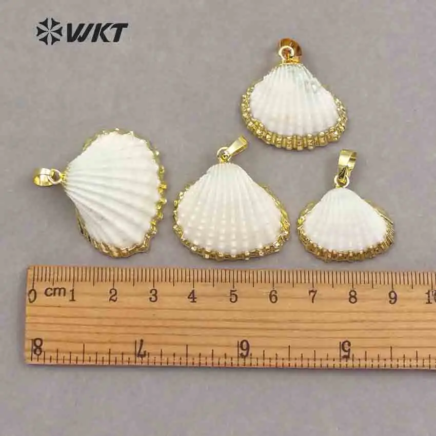 WT- JP017 Amazing White Scallop Shell Pendant Wholesale Natural scallop pendant gold color gift | Украшения и аксессуары