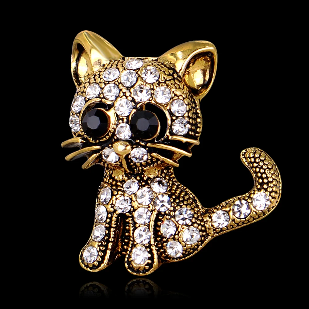 Bluelans Vintage Cute Little Cat Shape Rhinestone Brooch Pin Women Dress Scarf Accessory | Украшения и аксессуары