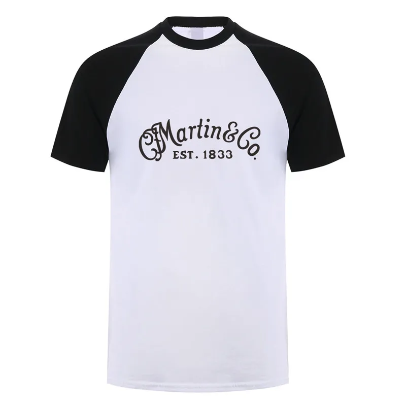 White black Sleeve Cf Martin гитары футболка Летняя с коротким рукавом Хлопок музыка футболка с гитарами Мужская футболка Топы тройники LH-078 - Цвет: White black Sleeve