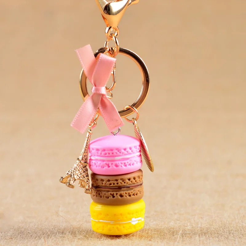 2018 Resin Macaron Keychains Key Chains Lovely Macaroon Bag Charm Keychain Chaveiro llaveros Gold Metal Keyring Car Holder | Украшения и