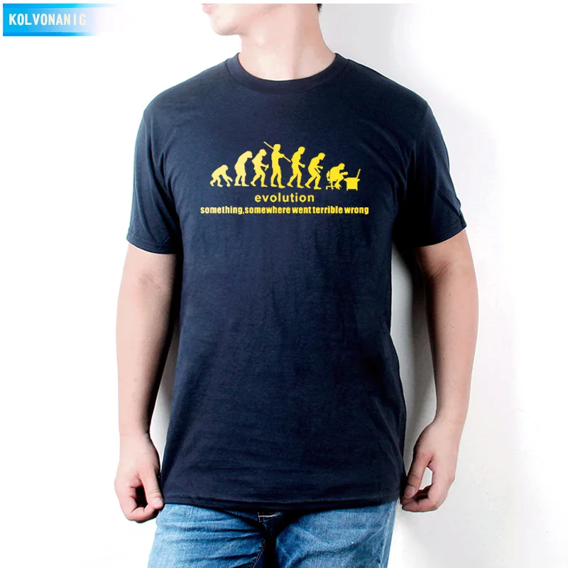 

KOLVONANIG 2021 The Human Computer Evolution Men's T shirt Fashion Printed T-Shirts Short Sleeve Cotton Hombre Tee Shirts TO-50