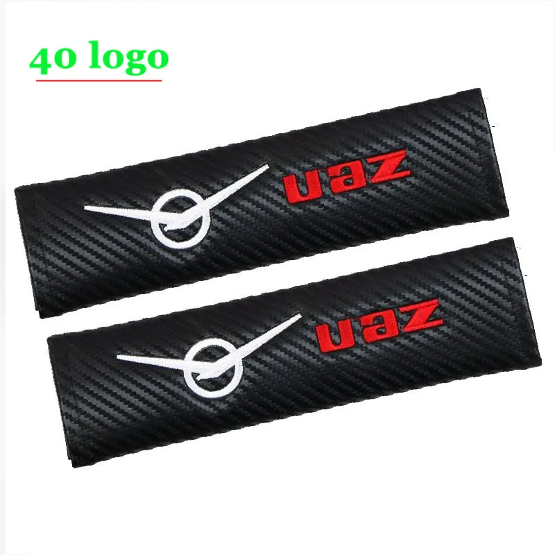 2 шт. карбоновое волокно УАЗ логотип автомобильный ремень безопасности накладки