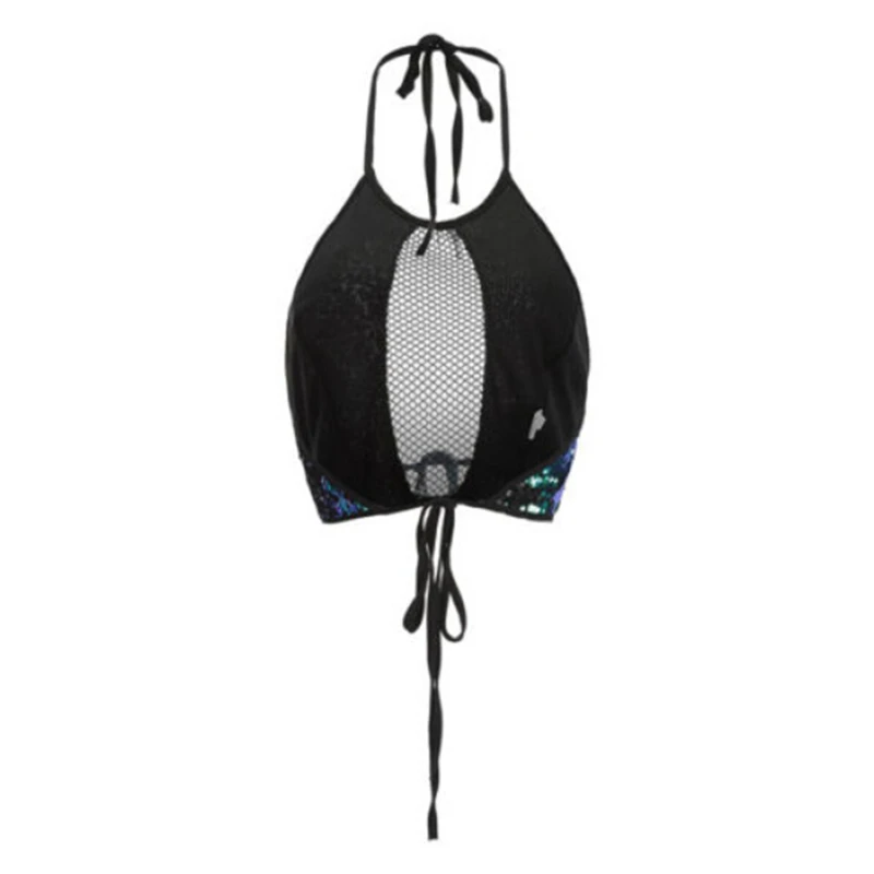 2018 Блестящий женский топ с блестками для вечеринки топы на бретельках Летний