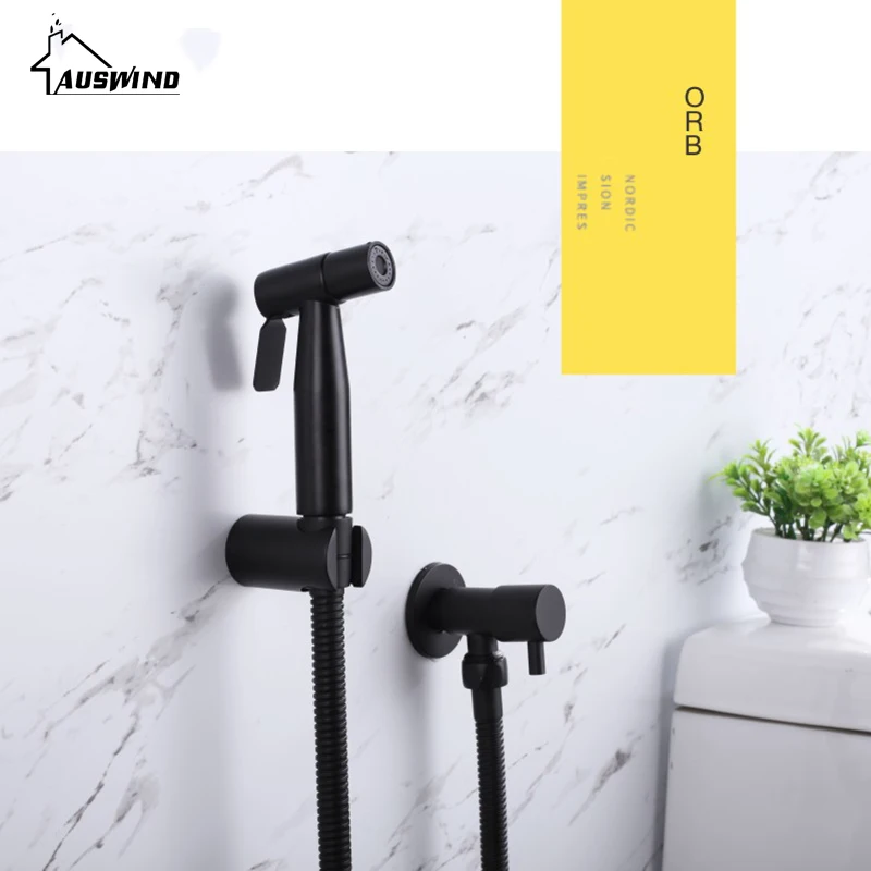 Простой стиль черные ручные биде стирка ручная для стыковой 304 нержавеющая сталь