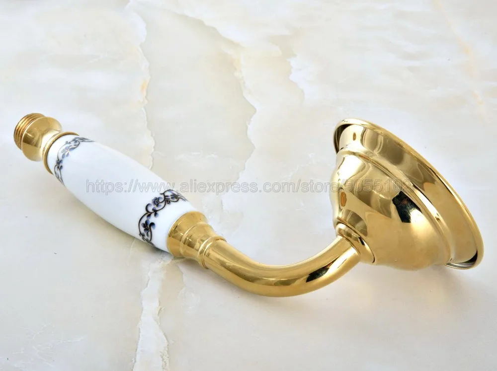 Лейка для душа из золотой латуни ручная с роскошной керамикой круглый смеситель