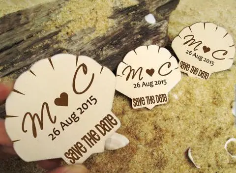 

personalized initials date Seashell Wedding Save the Date fridge Magnets engagement bridal shower party favors company gifts