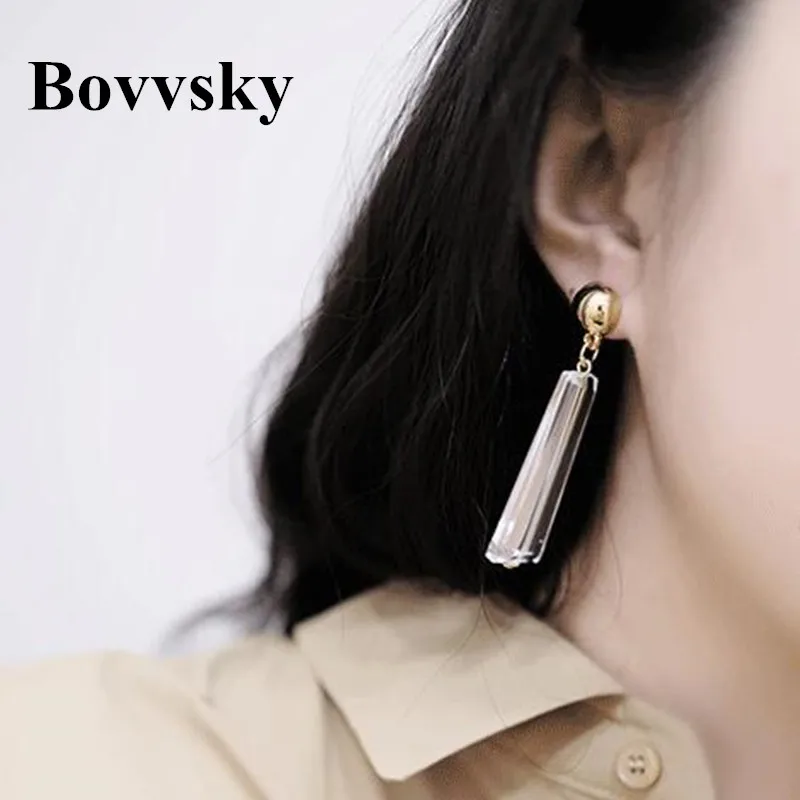 Женские Прозрачные Серьги Bovvsky эффектные геометрические длинные серьги из