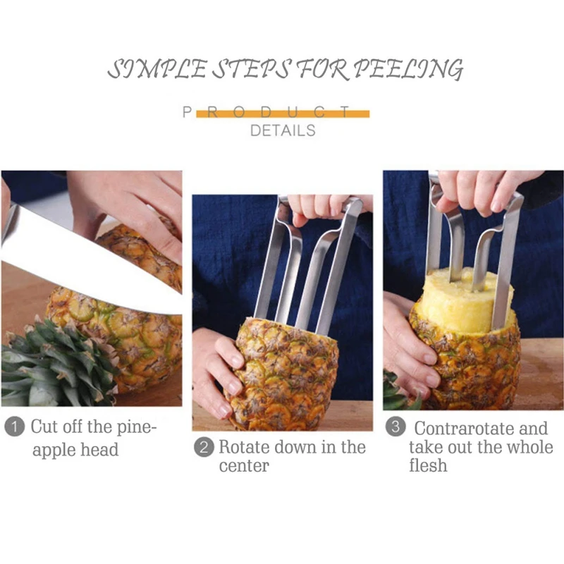 Stainless Steel Pineapple Peeler Cutter Slicer Corer Peel Core Tools Fruit Peeler Kitchen Pineapple Special Tool Durable