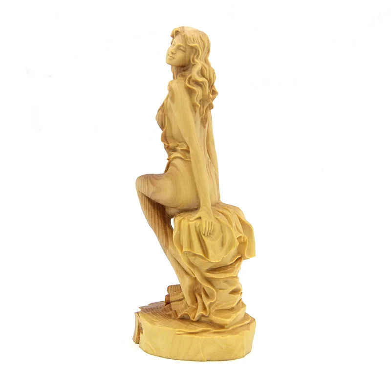 Household adornment boxwood carving character sculpture furnishing articles girl wild chrysanthemum flower crafts | Дом и сад
