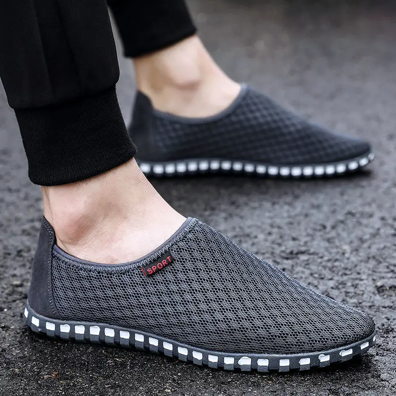 829-GY Sycatree Male Leather Casual Shoes for Men Canvas Shoes Outdoor Sneakers Air Mesh Flats Breathable Brand Shoes Plus Size 46 - Цвет: 829-GY