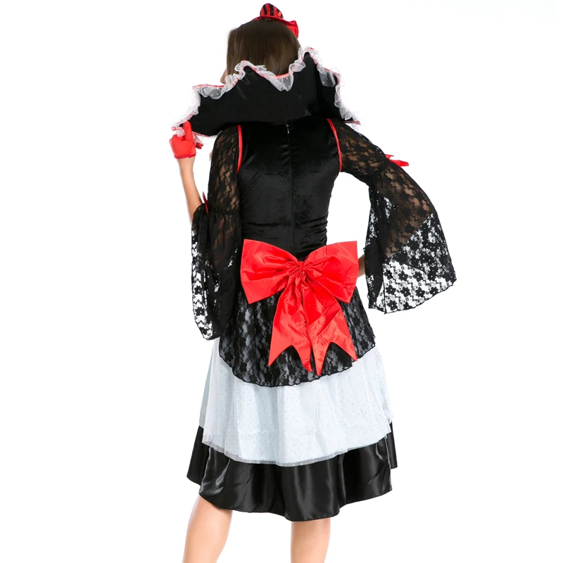 

New Gothic Evil Vampires Costume Sexy Adult Halloween Cosplay Lace Patchwork Fancy Dress Devil Maleficent Witch Costume A158620