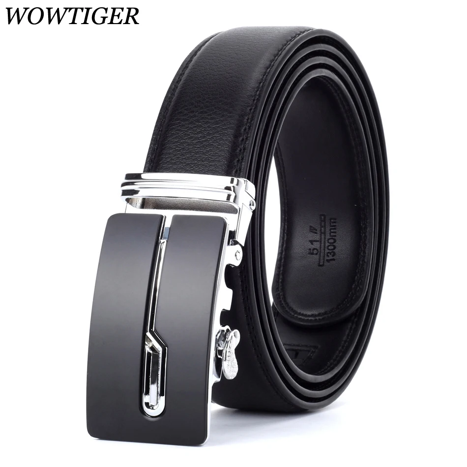WOWTIGER Designers Men Automatic Buckle Leather luxury Belt Male Alloy buckle Belts for Men Ceinture Homme