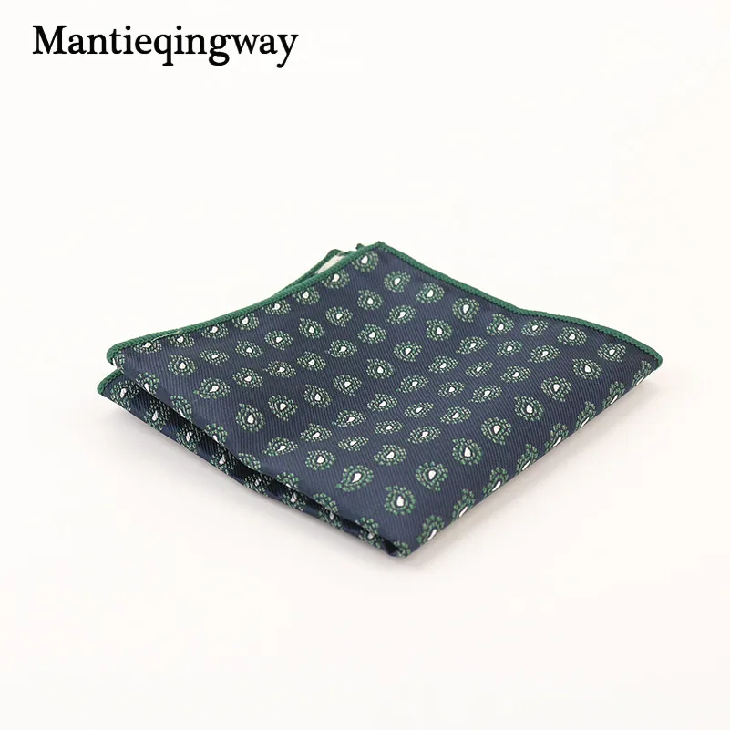 024 Mantieqingway Пейсли Цветочный Узор в горошек платок мужской деловой костюм полиэстер Карманный квадратный темно-синяя полоса красные носовые платки - Цвет: 024